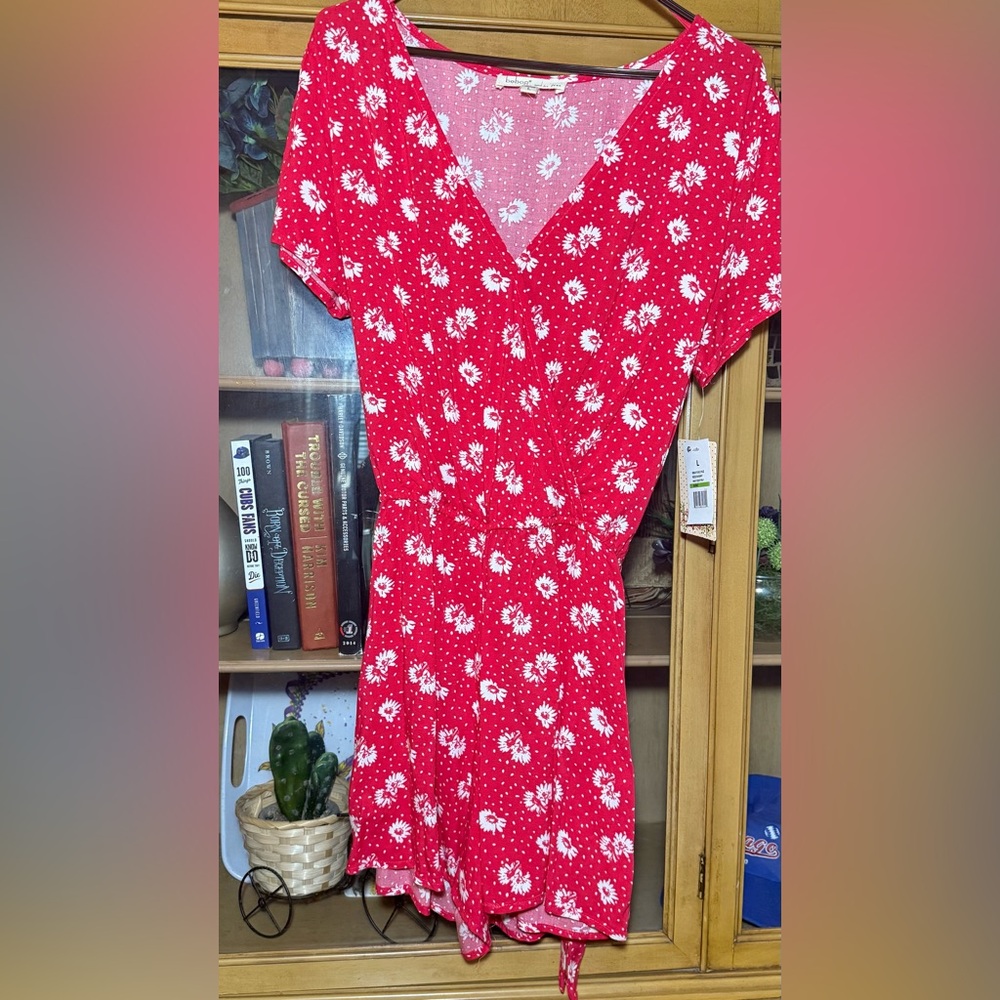 BeBop Red and White Floral Romper